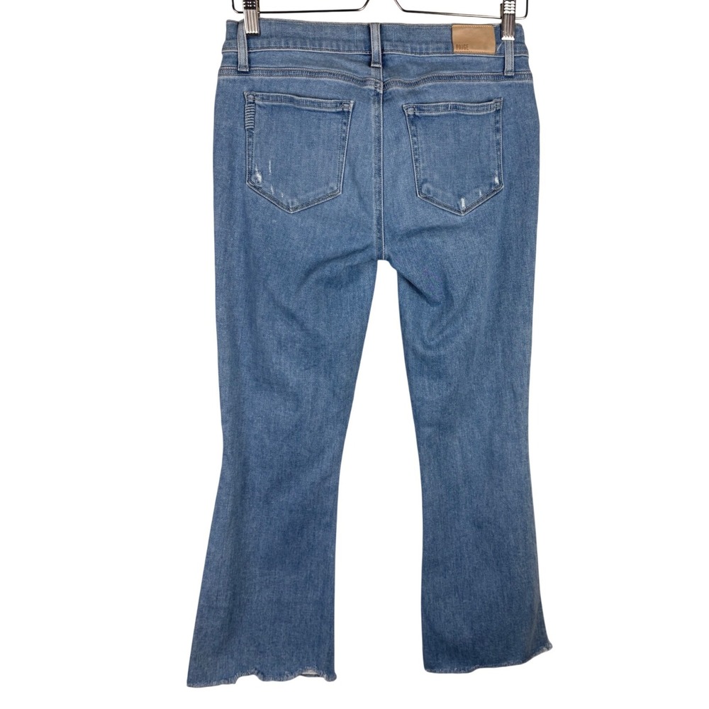 PAIGE Colette Crop Flare Maternity Jeans Blue Light Wash Distressed Size 28 - Picture 5 of 7